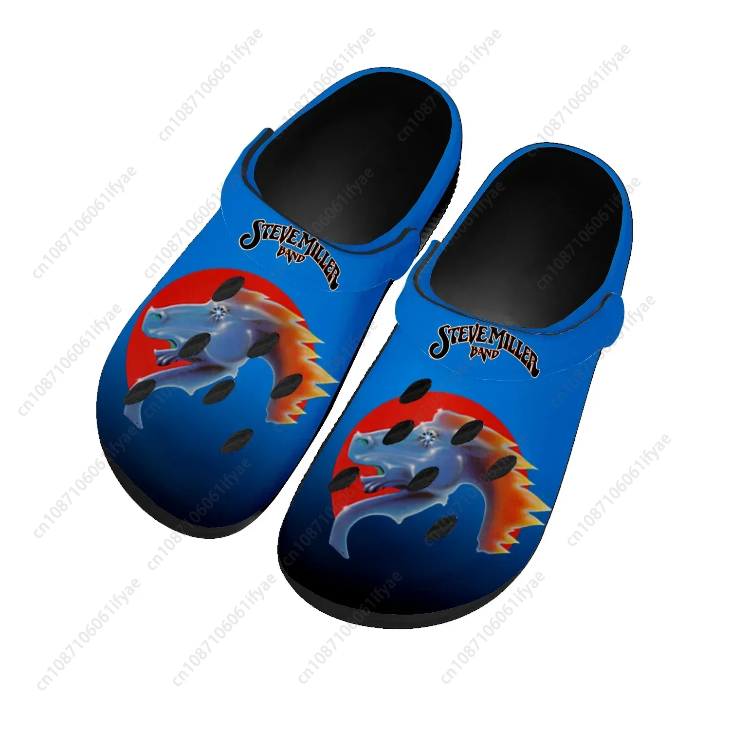 Men Shoes Black - Klapki Steve Miller Rock Band, domowe