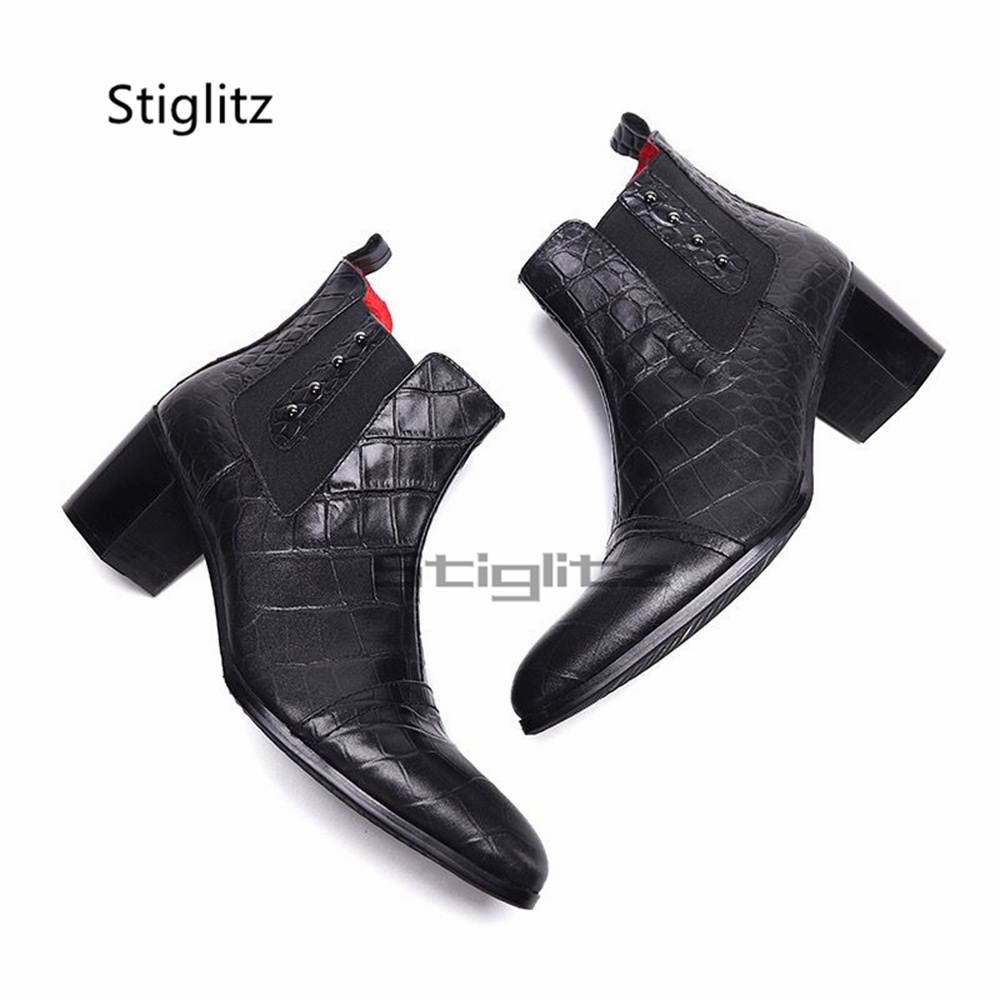Men Shoes Size 11 - Retro Botki Chelsea na wysokim obcasie