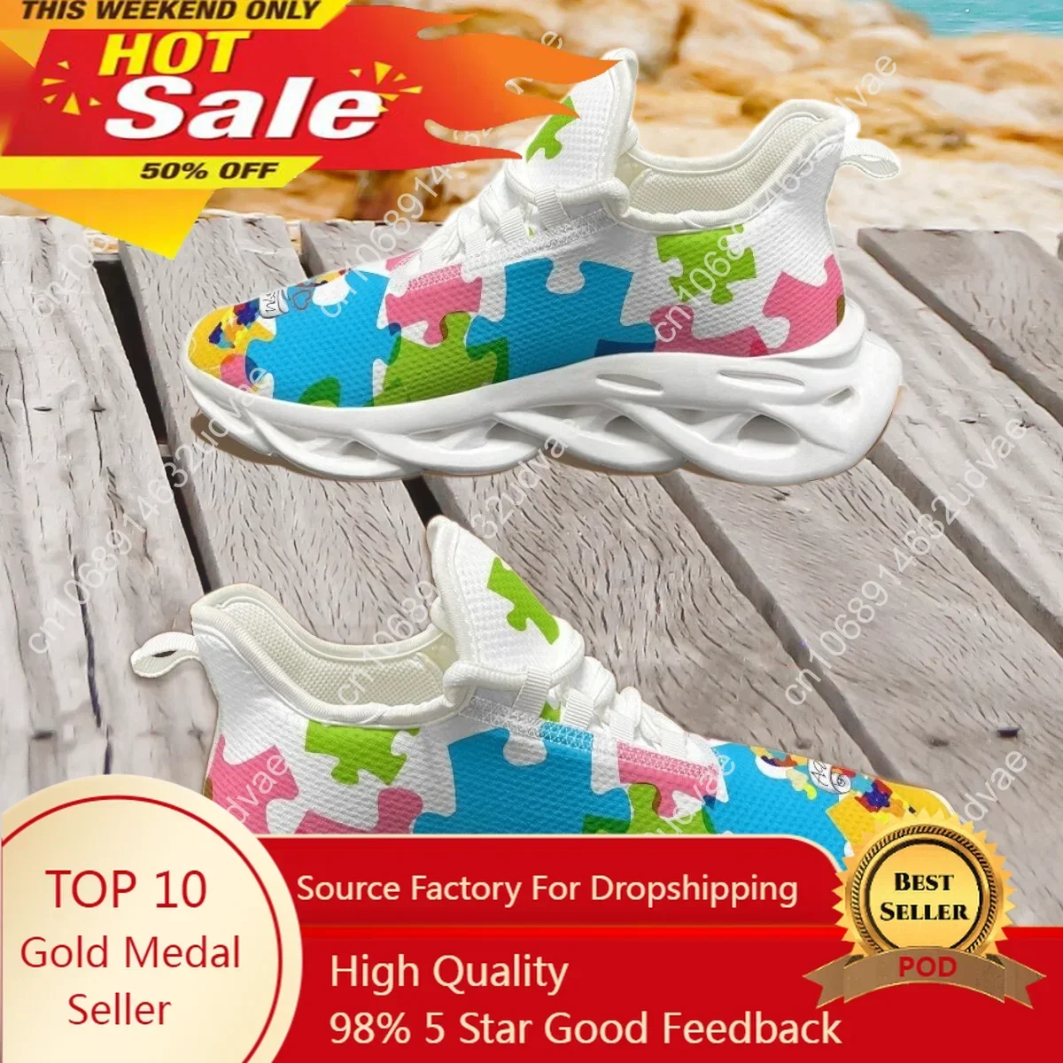 Men'S Shoes No Laces - Buty sportowe z motywem autyzmu, do