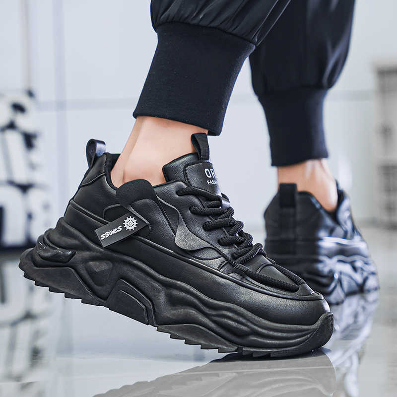 Czarne platformowe tenisówki m – Men Shoes Black recenzja i cena